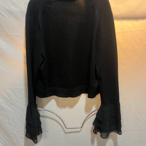 Calvin Klein Ruffle Bell Sleeve Open Front Cardigan Black S - Picture 5 of 9